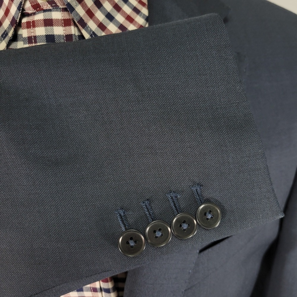 Charles Tyrwhitt Mens Sport Coat Navy Surgeon Half Canvas 120s Wool 42R Slim Fit - Picture 10 of 14